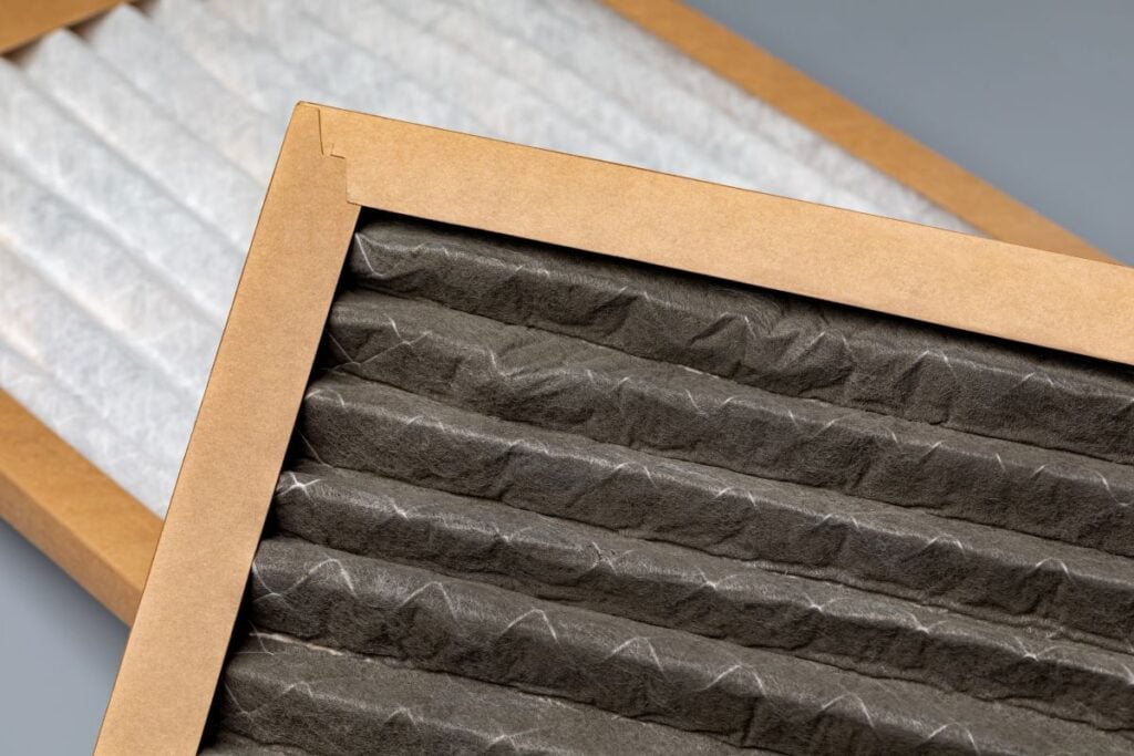 Dirty and new furnace filter comparison