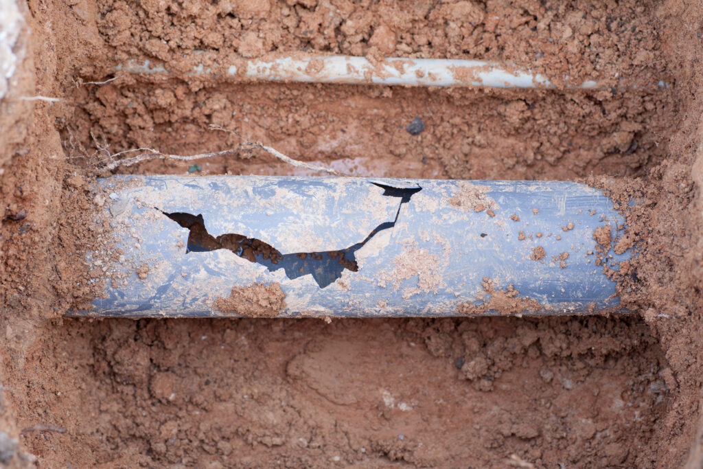 Broken sewer pipe