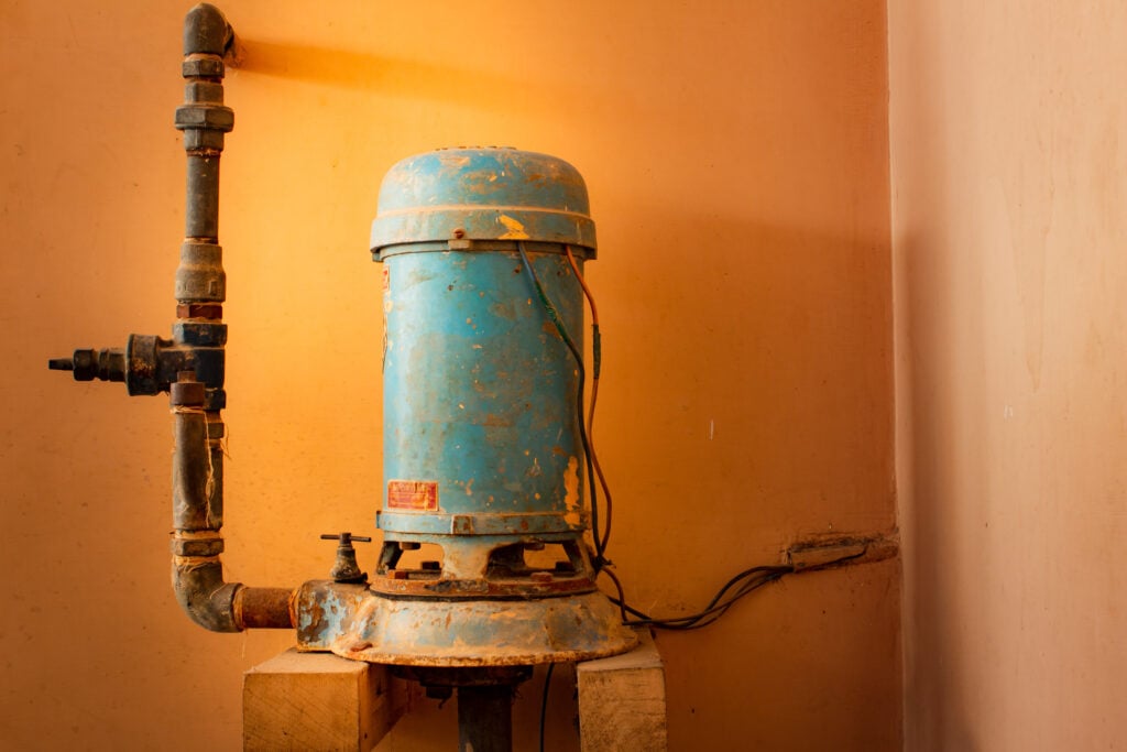 sump pump repair Jet pump used to draw water from a sump through a suction pipe to a overhead tank