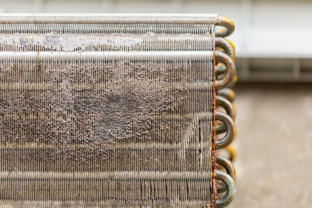 ac blowing warm air old unit rusted