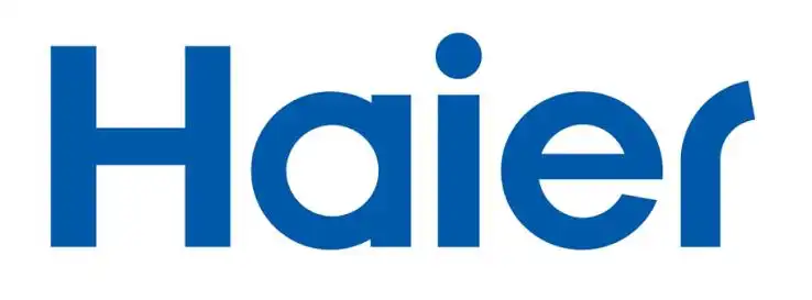 Blue Haier logo on white background