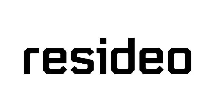 Black text logo of Resideo